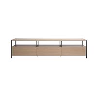 Mueble TV acabado en madera clara de roble y metal negro L180 cm MAXENCE