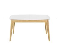 Miliboo Meena - Mesa extensible escandinava, color blanco y madera, L140-180 cm
