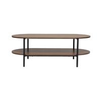Miliboo - Mesa baja ovalada con acabado en madera oscura y metal (115 cm), color marrón