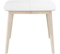 Miliboo Mesa de comedor extensible nórdica blanca y madera L90-130 LEENA