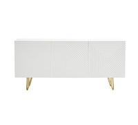 Miliboo OZEN - Aparador (3 puertas, 160 cm, color blanco y dorado