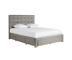 Miliboo Reno - Cama de 2 plazas (160 x 200 cm), color gris claro