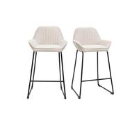 Miliboo Ronnie - Taburetes de bar (tejido de terciopelo texturizado, color beige y metal), color negro