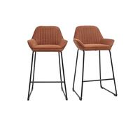 Miliboo Ronnie - Taburetes de bar (tejido de terciopelo texturizado, tierra quemada y metal, 68 cm, lote de 2)
