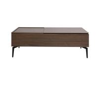 Miliboo SEDA - Mesa baja elevable rectangular (madera oscura, acabado en nogal y metal), color negro