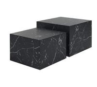 Miliboo Set 2 mesas de centro de diseño efecto mármol negro CALLA