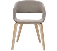 Miliboo Set de 2 sillas de diseño de tela color topo con patas de madera clara SLAM