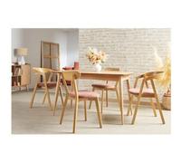 Miliboo Set de 2 sillas nórdicas apilables de roble macizo y tejido efecto aterciopelado texturizado terracota LOVA