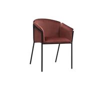 Miliboo - Silla con diseño de tela de terciopelo rojo y metal, color negro