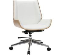 Miliboo Silla de escritorio madera clara y blanca CURVED