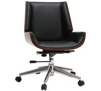 Miliboo Silla de escritorio madera oscura y negra CURVED