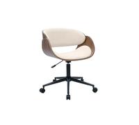 Miliboo - Silla de oficina con ruedas, diseño de madera oscura y tela, efecto terciopelo texturizado, color beige