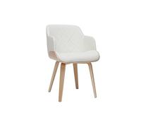 Miliboo Silla Diseño Blanco y Madera Clara Lucien