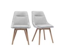 Miliboo - Sillas de tela, efecto terciopelo texturizado, color gris claro y madera clara (2 unidades)