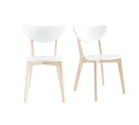 Miliboo - Sillas diseño Madera y Laminado Blanco Leena (Lote de 2)