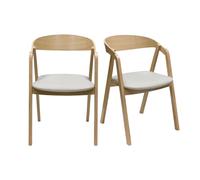 Miliboo Sillas escandinavas apilables de madera clara roble y tela beige (lote de 2) LOVA