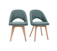 Miliboo Sillas escandinavas de tela verde gris y madera clara (juego de 2) Cosette