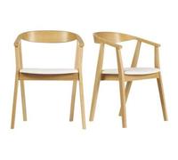 Miliboo Sillas escandinavas diseño blanco y madera clara (juego de 2) BAHIA