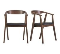 Miliboo Sillas escandinavas diseño negro y madera oscura (juego de 2) BAHIA