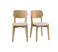 Set de 2 sillas vintage roble y asiento beige LUCIA