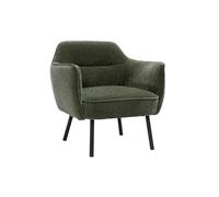 Miliboo - Sillón con diseño de tela, efecto terciopelo, color verde caqui y metal, color negro