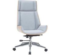 Miliboo Sillón de escritorio moderno tejido gris y madera clara CURVED