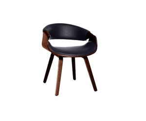 Miliboo Sillón Diseño Negro y Madera Oscura Nogal Aramis