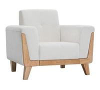 Miliboo Sillón escandinavo blanco patas madera FJORD