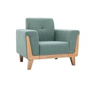 Miliboo - Sillón escandinavo de tela verde gris y madera clara fiordo