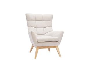 Miliboo Sillón escandinavo efecto terciopelo texturizado, natural y madera Brody