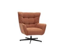 Miliboo - Sillón escandinavo giratorio de tela, efecto terciopelo texturizado, tierra quemada y metal Avery
