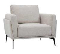 Sillón moderno de tejido efecto aterciopelado texturizado beige y metal negro MOSCO