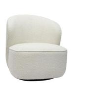 Miliboo Sillón moderno giratorio de borreguillo blanco AMBER