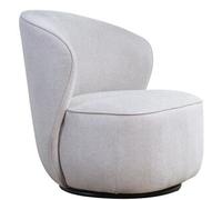 Miliboo Sillón moderno giratorio de tejido efecto aterciopelado texturizado beige AMBER