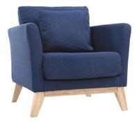Miliboo Sillón nórdico azul oscuro patas madera clara OSLO