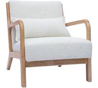 Miliboo Sillón nórdico de borreguillo blanco y madera clara maciza DERRY