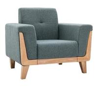 Miliboo Sillón nórdico de tejido verde grisáceo y madera clara FJORD