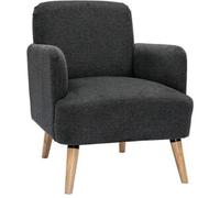 Miliboo Sillón nórdico de tela efecto aterciopelado texturizado gris oscuro y madera clara ISKO