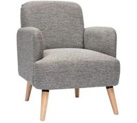 Miliboo Sillón nórdico de tela gris claro y madera clara ISKO