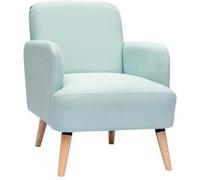 Miliboo Sillón nórdico de tela menta al agua y madera clara ISKO