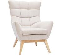 Miliboo Sillón nórdico efecto aterciopelado natural con patas de madera BRODY