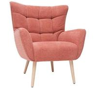 Miliboo Sillón nórdico efecto terciopelo terracota y madera AVERY
