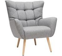 Miliboo Sillón nórdico en tejido gris claro y madera AVERY