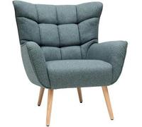 Miliboo Sillón nórdico en tejido verde y madera AVERY