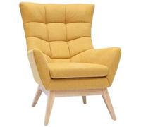 Miliboo Sillón tejido efecto aterciopelado texturizado amarillo mostaza BRODY