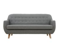 Miliboo Sofá 3 plazas nórdico desenfundable gris claro y madera YNOK