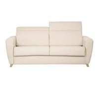 Miliboo Sofá convertible 3 plazas con reposacabezas ajustables beige GOYA