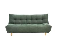 Miliboo - Sofá convertible escandinavo de 3 plazas de tela de chenilla verde caqui y madera clara Yumi