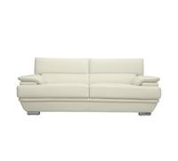 Sofá de cuero diseño tres plazas con cabeceros ajustables blanco EWING