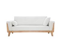 Sofá diseño 3 plazas blanco roto patas madera FJORD